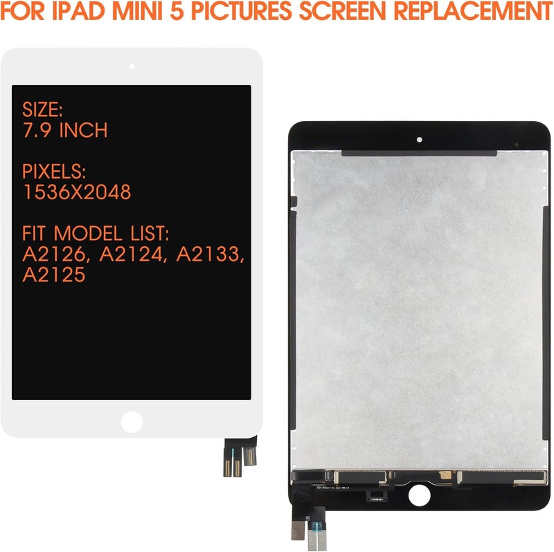 AGCUT for iPad mini 5 Screen Replacement for iPad mini 5 5th LCD A2126 A2124 A2133 LCD Digiitzer Touch Screen Assembly Repair Parts (White) - Image 2